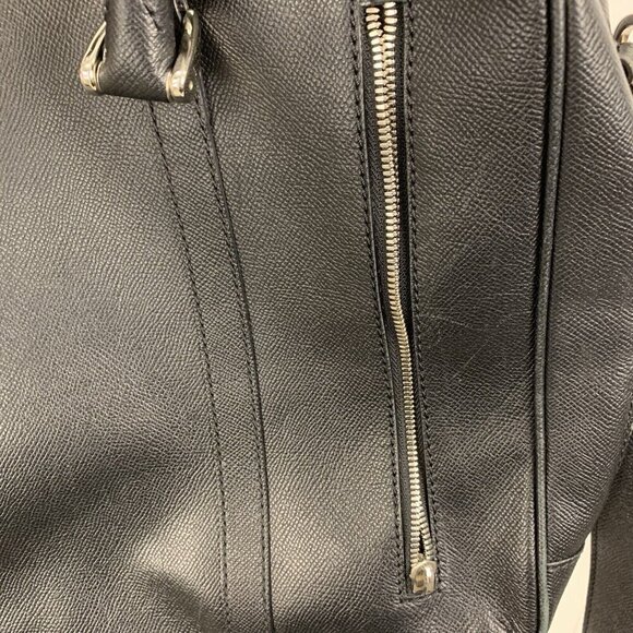 Pineider Black Leather City Chic 2-Handle Large Satchel Bag Briefcase *flaw* - Picture 11 of 16